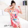 Image of Sanderala Women Print Cartoon Sexy Sleepwear Round Neck Lingerie Cute Nightdress Strap Thin Female Underwear Nighty Home Wear
