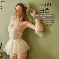 Sex lingerie bridal head shaggy princess skirt embroidered sexy nightdress suit sexy christmas  cosplay sexy women Pajamas