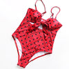 Image of Sexy 2020 Ladies Retro High Waist Swimwear Women One piece Swimsuit Female Bandeau Front Tie Cut Out Swim Bathing Suit Monokini