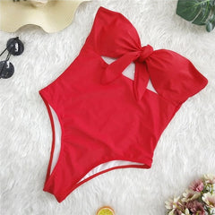Sexy 2020 Ladies Retro High Waist Swimwear Women One piece Swimsuit Female Bandeau Front Tie Cut Out Swim Bathing Suit Monokini