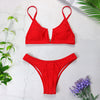 Image of Sexy Bandeau Bikinis 2019 New V Neck Bikini Swimsuits Push Up Swimwear Female Brazilian Bikini Set Bathing Suits Biquini 3418