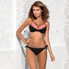 Image of Sexy Bikinis 2020 Halter Swimsuit Solid Swimwear Women Plus Size Shiny Bordered Bikini Set Bathing Suit Push Up Two-piece Suit