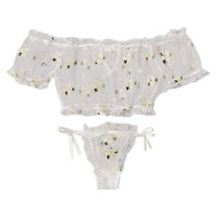 Sexy Bra Lingerie Set Women Embroidery Lace Bowknot Strapless Bras Thong Set Underwear Sleepwear Lingerie Sets Lenceria 661BRS10