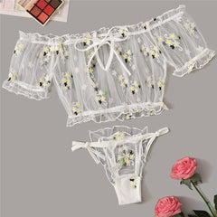 Sexy Bra Lingerie Set Women Embroidery Lace Bowknot Strapless Bras Thong Set Underwear Sleepwear Lingerie Sets Lenceria 661BRS10