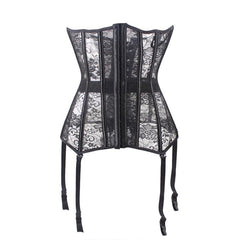Sexy Corset Lace up Bustier Black Lace corselet steampunk Corset plastic bone corsets and bustiers plus size corset for women
