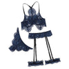 Image of Sexy Exquisite Lace Lingerie Bra and Briefs with Garter Set Babydoll Cut-Out Sleepwear Underwear Nightwear Gift for Girlfriend