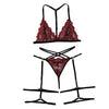 Image of Sexy Exquisite Lace Lingerie Bra and low-Rise Briefs with Garter Set Babydoll Cut-Out Underwear Nightwear Present for Girlfriend