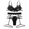 Image of Sexy Exquisite Lace Lingerie Bra and low-Rise Briefs with Garter Set Babydoll Cut-Out Underwear Nightwear Present for Girlfriend