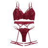 Image of Sexy Exquisite Lace Lingerie Bra and low-Rise Briefs with Garter Set Babydoll Cut-Out Underwear Nightwear Present for Girlfriend