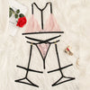 Image of Sexy Exquisite Lace Lingerie Bra and low-Rise Briefs with Garter Set Babydoll Cut-Out Underwear Nightwear Present for Girlfriend