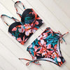 Image of Sexy Floral Print High Waist Swimsuit 2020 Bikini Push Up Swimwear Women Vintage Biquini Bathing Suit  Maillot de Bain Femme XXL