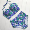 Image of Sexy Floral Print High Waist Swimsuit 2020 Bikini Push Up Swimwear Women Vintage Biquini Bathing Suit  Maillot de Bain Femme XXL
