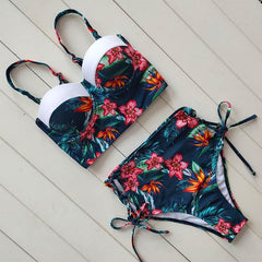 Sexy Floral Print High Waist Swimsuit 2020 Bikini Push Up Swimwear Women Vintage Biquini Bathing Suit  Maillot de Bain Femme XXL
