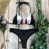 Image of Sexy Halter Swimsuit Push Up 2020 Brazilian Bikini Tropical Plant Print Swimwear String Mini Swimsuit Women Thong Micro Bikini