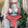 Image of Sexy Halter Swimsuit Push Up 2020 Brazilian Bikini Tropical Plant Print Swimwear String Mini Swimsuit Women Thong Micro Bikini