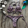 Image of Sexy Halter Swimsuit Push Up 2020 Brazilian Bikini Tropical Plant Print Swimwear String Mini Swimsuit Women Thong Micro Bikini