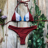 Image of Sexy Halter Swimsuit Push Up 2020 Brazilian Bikini Tropical Plant Print Swimwear String Mini Swimsuit Women Thong Micro Bikini