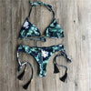 Image of Sexy Halter Swimsuit Push Up 2020 Brazilian Bikini Tropical Plant Print Swimwear String Mini Swimsuit Women Thong Micro Bikini