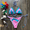 Image of Sexy Halter Swimsuit Push Up 2020 Brazilian Bikini Tropical Plant Print Swimwear String Mini Swimsuit Women Thong Micro Bikini