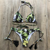 Image of Sexy Halter Swimsuit Push Up 2020 Brazilian Bikini Tropical Plant Print Swimwear String Mini Swimsuit Women Thong Micro Bikini