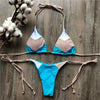 Image of Sexy Halter Swimsuit Push Up 2020 Brazilian Bikini Tropical Plant Print Swimwear String Mini Swimsuit Women Thong Micro Bikini