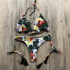 Image of Sexy Halter Swimsuit Push Up 2020 Brazilian Bikini Tropical Plant Print Swimwear String Mini Swimsuit Women Thong Micro Bikini