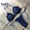 Image of Sexy Halter Swimsuit Push Up 2020 Brazilian Bikini Tropical Plant Print Swimwear String Mini Swimsuit Women Thong Micro Bikini