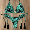 Image of Sexy Halter Swimsuit Push Up 2020 Brazilian Bikini Tropical Plant Print Swimwear String Mini Swimsuit Women Thong Micro Bikini