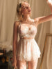 Image of Sexy Lingerie Female Winter Water Soluble Floating Flower Eyelash Lace Perspective Temptation Sling Nightgown Sleepwear