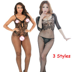 Sexy Lingerie Hollow Out Teddies Bodystocking Open Crotch Bodysuit Mesh Lingerie Lace Sleepwear Pantyhose Catsuit Erotic costume