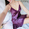 Image of Sexy Lingerie Satin Babydoll Nightdress Women Lace Slip Sleepwear Nightie Backless Sex Nightwear Lady Plus Size Female Negligee
