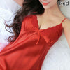 Image of Sexy Lingerie Satin Babydoll Nightdress Women Lace Slip Sleepwear Nightie Backless Sex Nightwear Lady Plus Size Female Negligee
