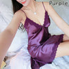 Image of Sexy Lingerie Satin Babydoll Nightdress Women Lace Slip Sleepwear Nightie Backless Sex Nightwear Lady Plus Size Female Negligee