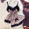 Image of Sexy Lingerie Set Velvet Sleepwear Women's Pajama Set Sexy Temptation Babydoll Nightwear Cute Cami Top and Shorts Pijama Mujer