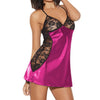 Image of Sexy Lingerie Sleepwear Nightgowns Night Dress Women Sleeveless Nighties V-neck Nightdress Faux Silk Satin Nightwear Nightshirt