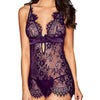 Image of Sexy Lingerie Solid Color Flower Lace Sexy Bra Set Comfortable Sexy Lace Up Babydoll Pajamas Ultra-thin Breathable Lingerie