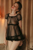 Image of Sexy Net Lingeries Christmas Lenceria Babydoll Bridal Lingerie See Through Sissy Exotic Mini Night Dress Sleep Set with G String