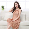 Image of Sexy Nightgowns Embroidered Mini Night Dress V-Neck Silk Lace Nightie Sleepwear Women's Dresses Shirt Pyjamas Lingerie Babydoll