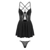Image of Sexy Nightwear Women with Chest Pad Underwear Hollow Temptation Ultra-thin Transparent Tulle Sling Nightdress Lingerie Babydoll