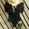 Image of Sexy Off The Shoulder Ruffle One Piece Swimsuit 2020 New Swimwear Women Swimsuit Deep-V Bathing Suits Beach Wear Swim Suit
