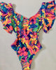 Image of Sexy Off The Shoulder Ruffle One Piece Swimsuit 2020 New Swimwear Women Swimsuit Deep-V Bathing Suits Beach Wear Swim Suit