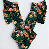 Image of Sexy Off The Shoulder Ruffle One Piece Swimsuit 2020 New Swimwear Women Swimsuit Deep-V Bathing Suits Beach Wear Swim Suit