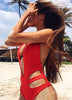 Image of Sexy One Piece Swimsuit Women 2020 Cross Halter High Cut Thong Onepiece Monokini Swimwear Swim Suit Bathing Suit Trikini Black