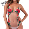 Image of Sexy Onesies Pajamas For Adult Women Sleeveless Jumpsuit Lace Embroidery Lingerie Romper Sexy Ladies Lingerie Lace Bodysuit