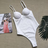 Image of Sexy Push up Underwired Swimwear One Piece Swimsuit Women 2019 High cut Monokini Female Trikini Ribbed Bathing Suit Bodysuit