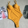 Image of Sexy Push up Underwired Swimwear One Piece Swimsuit Women 2019 High cut Monokini Female Trikini Ribbed Bathing Suit Bodysuit