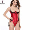 Image of Sexy Red Corset Lingerie With Lace Push Up Bra Adjustable Shoulder Strap Plus Size Women Night Wear Boned Corselet Waist Cincher