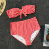 Image of Sexy Retro Plaid High Waist Bikini 2020 Swimwear Women Swimsuit Female V Wire Bandeau Swim Bathing Suit Biquini Bathers