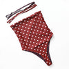 Image of Sexy Reversible Leopard/Solid/Stripe Bandeau One-Piece Bodysuit Monokini Female High Cut Thong Swimwear Women One Piece Swimsuit