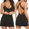 Image of Sexy Sleepwear V-neck Lingerie Temptation Silk Satin Lingerie Babydoll Underwear Nightdress Seksi Bayan Gecelikler Women Homewea